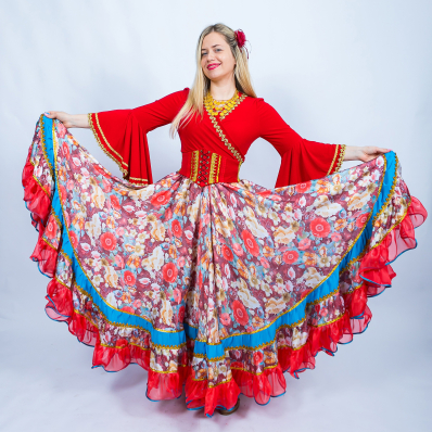 Цыганская юбка Династия (кораловый)