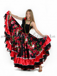 Цыганская юбка «Розы на черном»