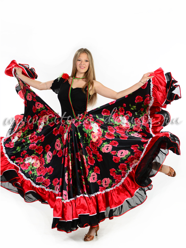 Цыганская юбка "Розы на черном"